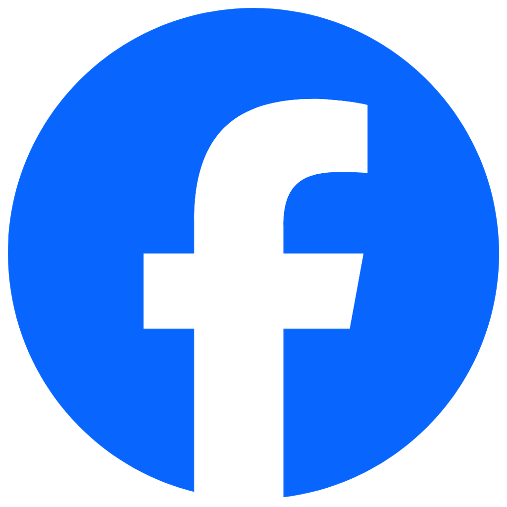Facebook logo on a blue circular background