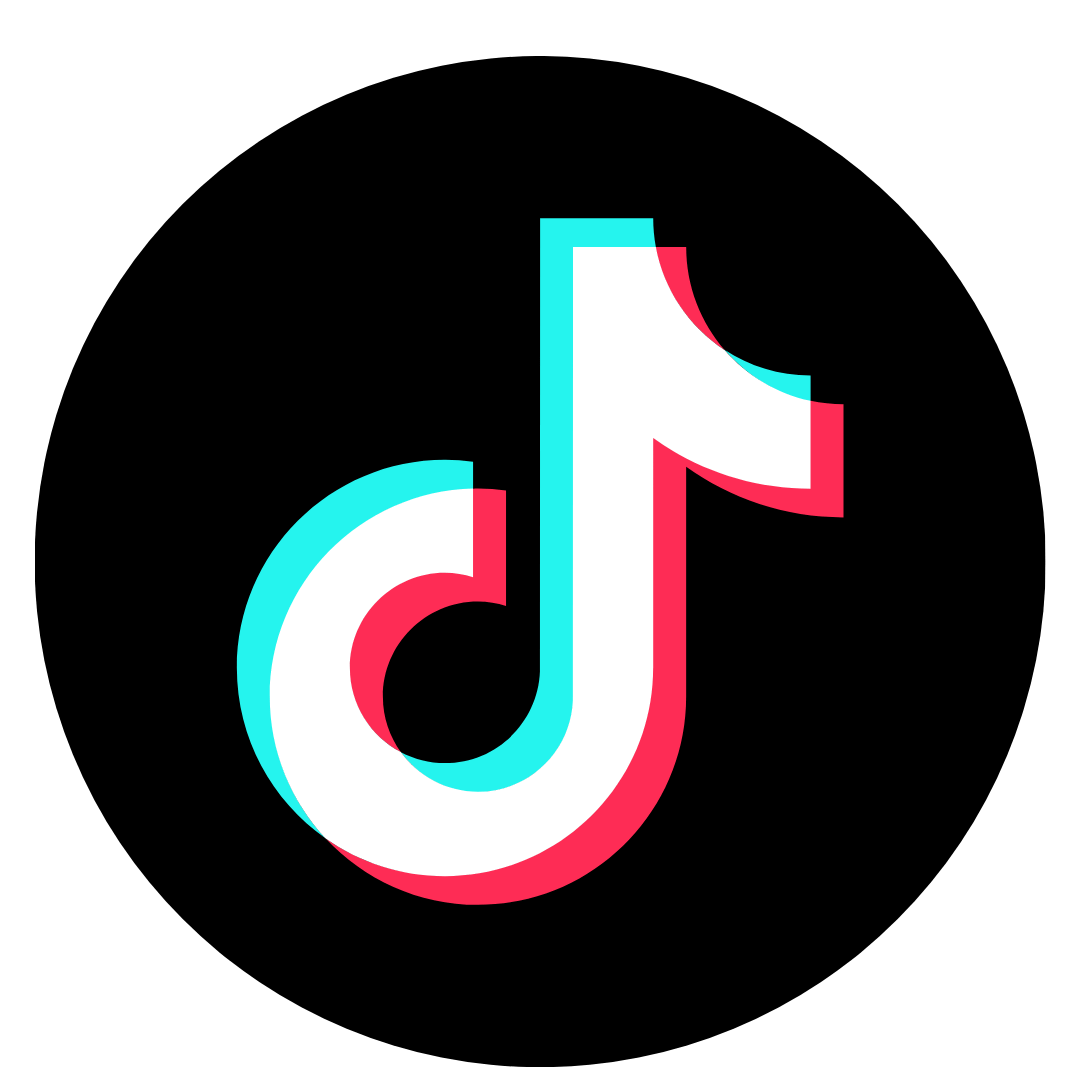 TikTok logo on a black circular background