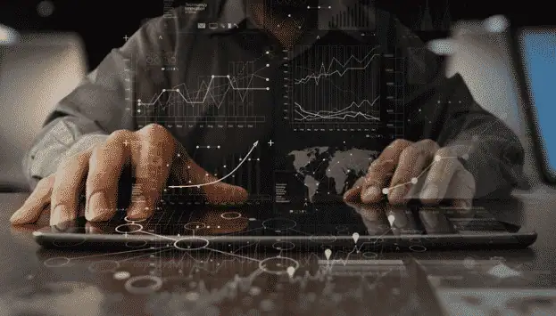 Advanced technology and data analytics on a tablet for IT and computer careers.