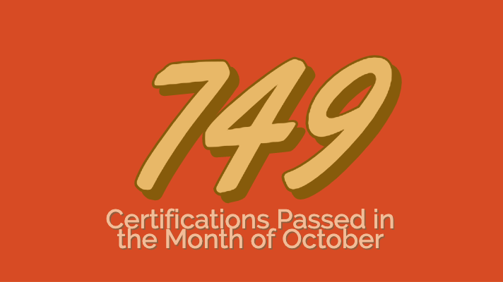700+ Certifications Earned in October 2019