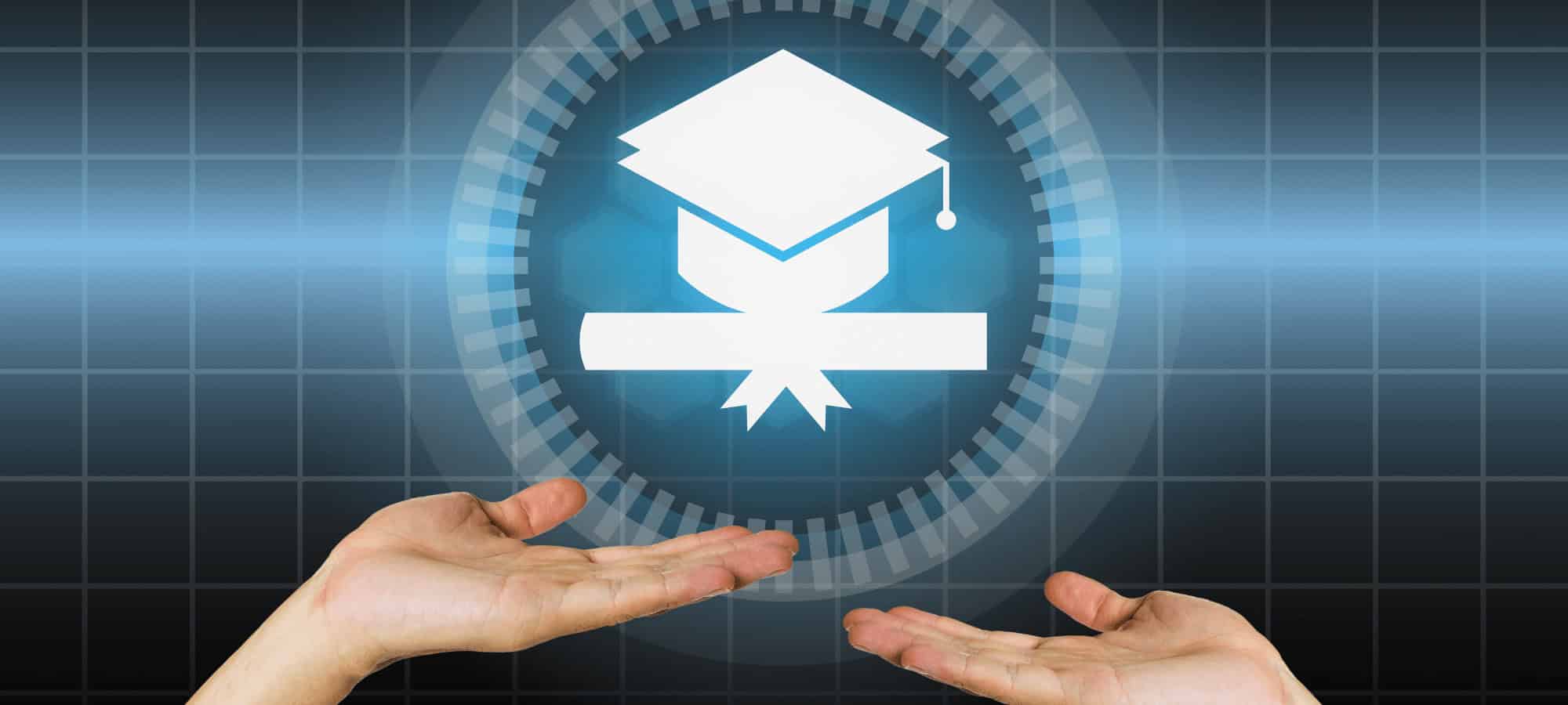 Graduation cap and diploma icon representing tech education and career training at MyComputerCareer.
