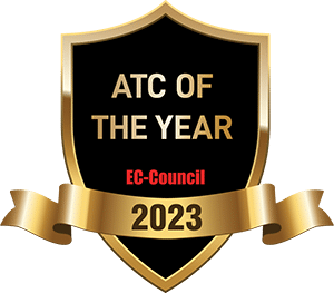 Award badge for ATC of the Year 2023 from EC-Council, highlighting recognition in cybersecurity training and education programs at MyComputerCareer.