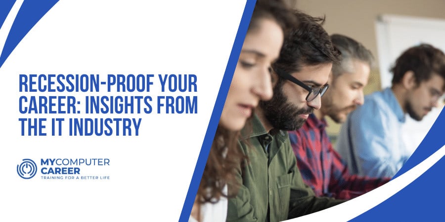 An IT instructor guiding students as they learn in-demand skills for a recession-proof IT career at MyComputerCareer.