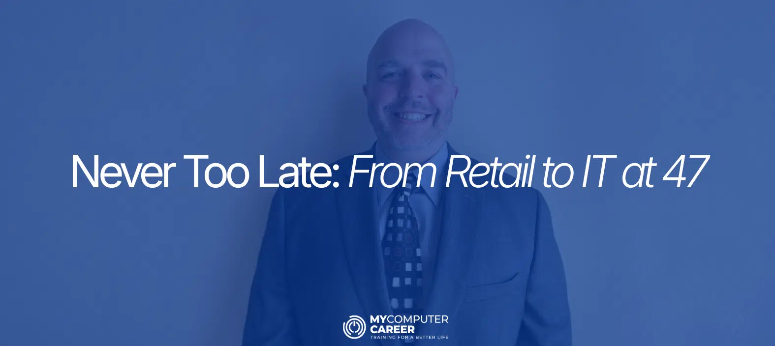 Man in suit with career change headline