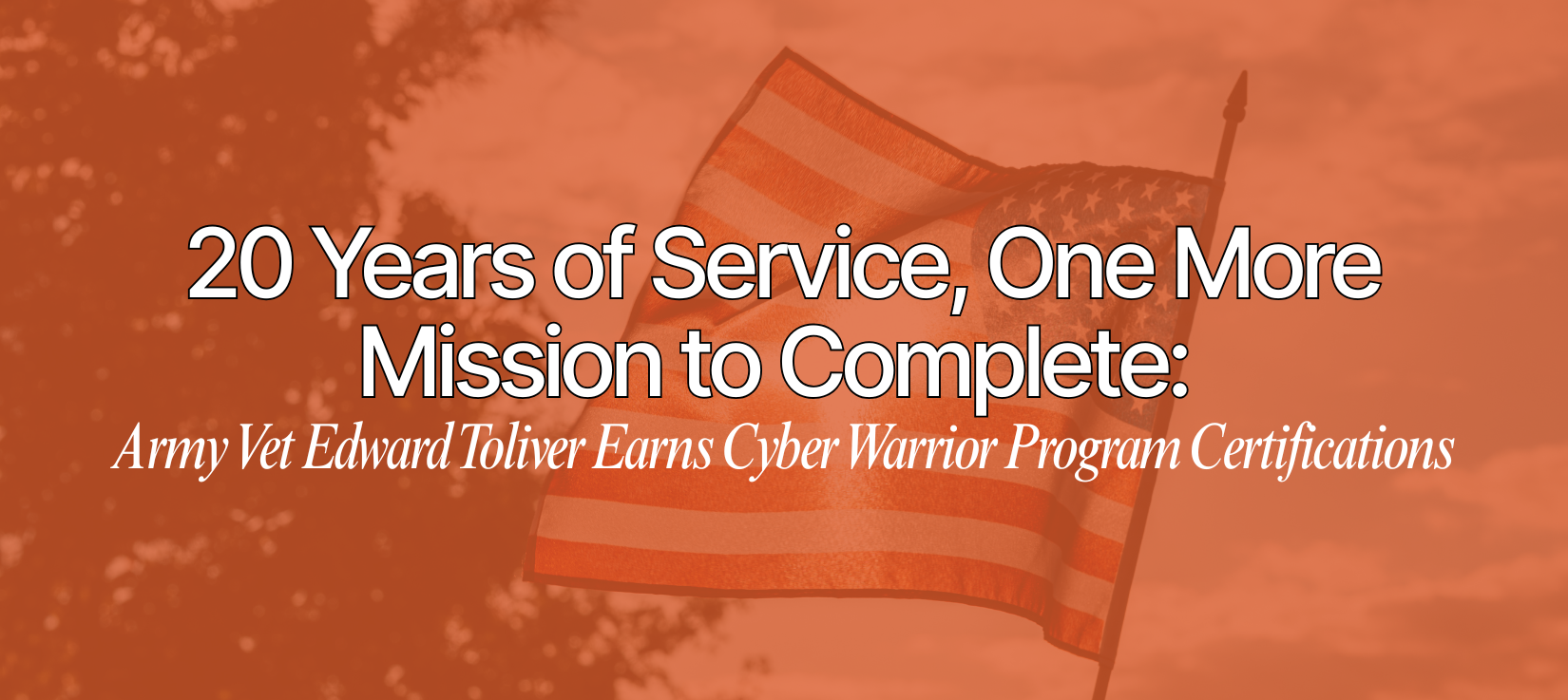 American flag with service milestone announcement text
