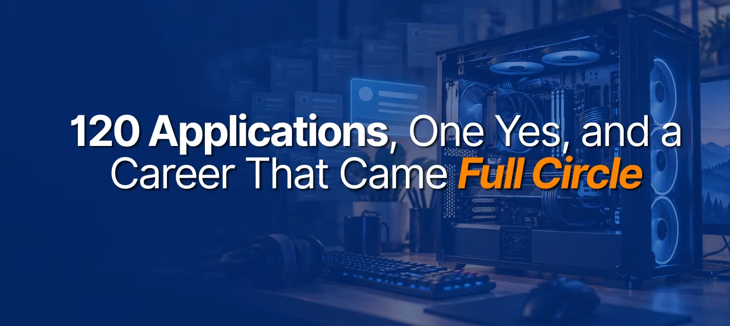 Gaming PC with career success headline