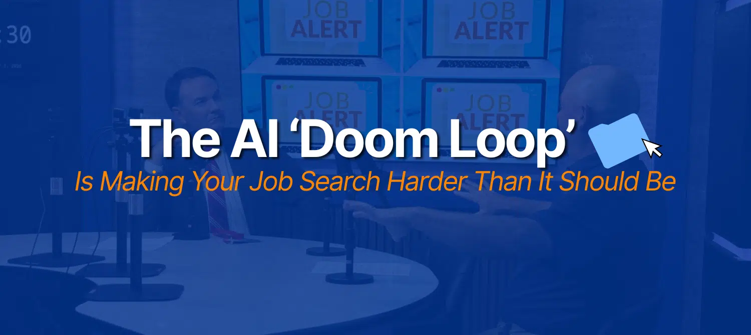 Podcast graphic about AI making job searches harder